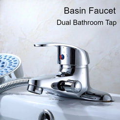 Basin Faucet Bathroom Double-Hole Hot and Cold Tap Mixer Faucet Household Toilet Ceramic Spool Sink Mixer Tap