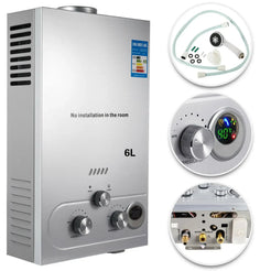 VEVOR 6L 8L 10L 12L 16L 18L LPG Portable Instand Water Heater Propane Gas LPG Wall-Mounted Tankless Water Heater Digital Display