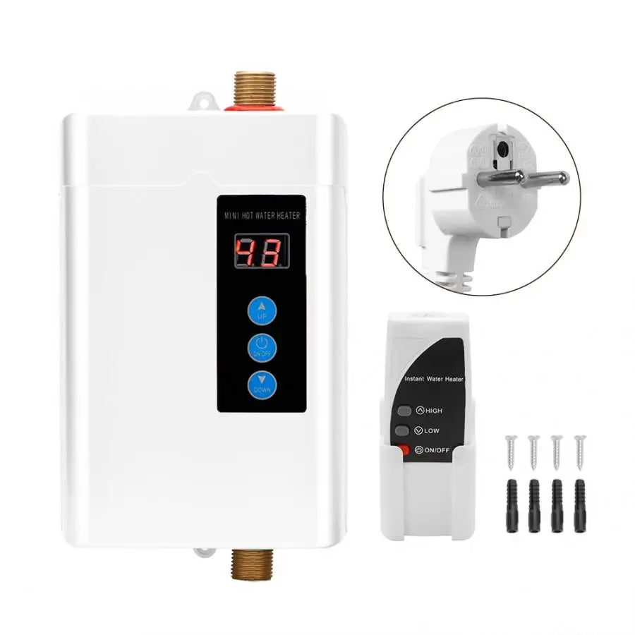Chauffe-eau instantané électrique sans réservoir 4 vitesses Mini système de chauffage d'eau instantané pour cuisine salle de bain 110-240V