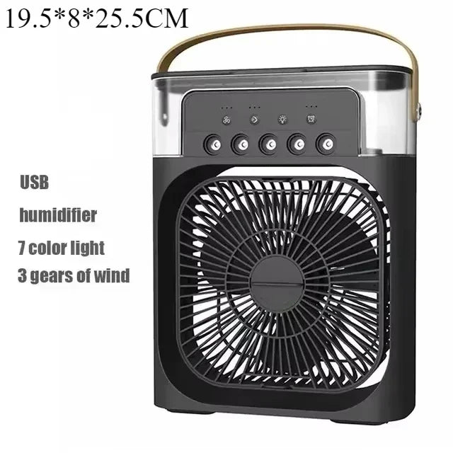 2025 Nuevo Ventilador de Escritorio Portátil Tres en Uno Aire Acondicionado Enfriador de Aire Pequeño para el Hogar Luz Nocturna LED Humidificador Ventilador para el Hogar