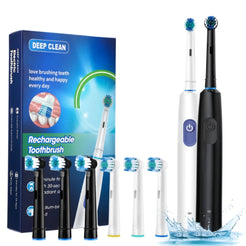 Electric Toothbrush Rotary With 8/4 Soft Bristles Brush Heads Rechargeable Smart Timer Reminder Tooth Brush IPX7 5 Mode Cleaning