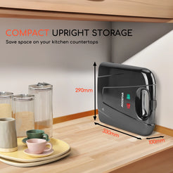 XXL Sandwich Maker for 4 Sandwiches, Non-Stick Coating, Fast Heating, Automatic Temperature Control, Led Indicator, Vertical Storage, Bpa Free, 1400W