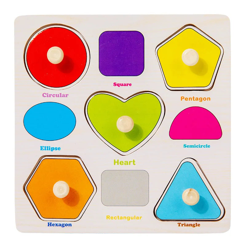 Puzzle en bois Montessori pour bébé, jouets éducatifs pour enfants, jeu de puzzle 3D en forme d'animaux de dessin animé, tableau d'activités pour enfant de 2 à 3 ans