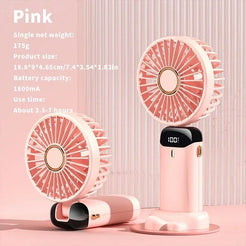 5 Speed Handheld Mini Fan Foldable Portable Neck Hanging Fans USB Rechargeable Fan With Phone Stand And Display Screen 6000mAh