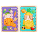 Puzzle en bois Montessori pour bébé, jouets éducatifs pour enfants, jeu de puzzle 3D en forme d'animaux de dessin animé, tableau d'activités pour enfant de 2 à 3 ans