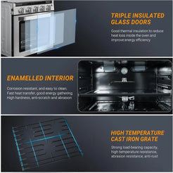 17 Inch RV Gas Range Stove Gas Range Oven for RV Use with 3 Burners 1.24Cu.Ft. Capacity Gas Oven Open Flame