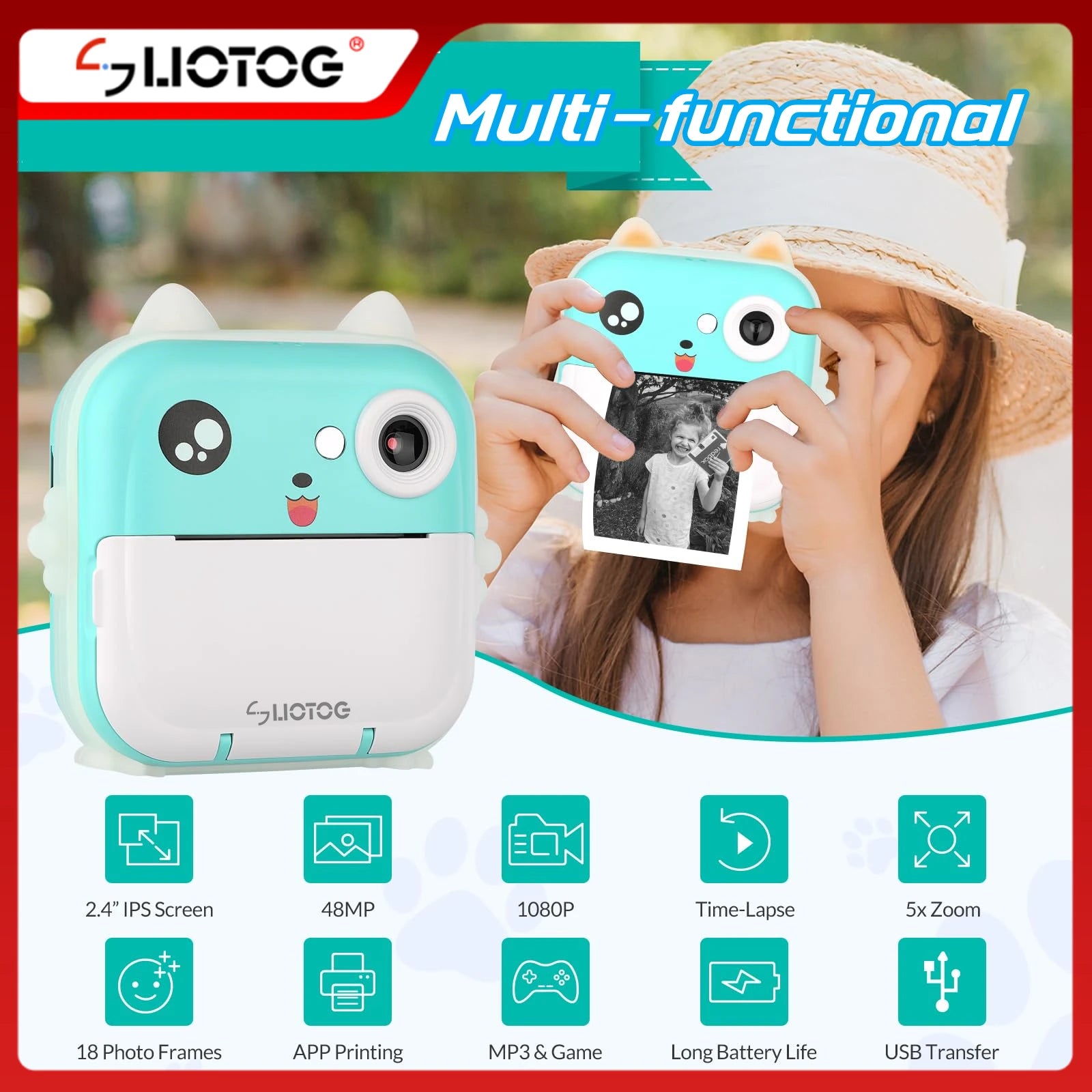 Children Digital Camera 1080P HD Toys Thermal Print Camera for Boys Girls Study Mini Camera Toys Best Birthday Christmas Gifts